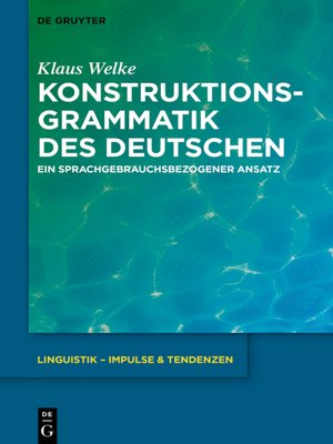 cover image of Konstruktionsgrammatik des Deutschen